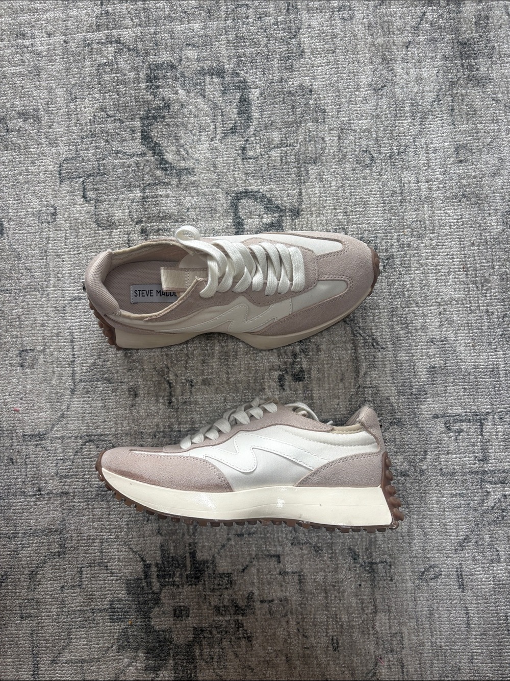 Steve Madden Taupe and White Chunky Runner Sneakers